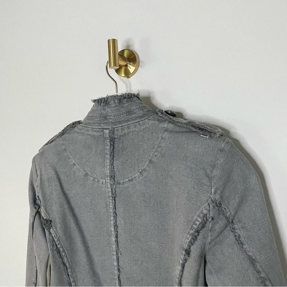 Jacket | Free People Military Denim Blazer in Deep Grey Pewter | Captains Jean - Picture 7 of 16